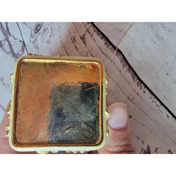 Rucinni Jeweled Trinket Box Filigree Grape Vine Leaves Gold Ring Gift - Picture 9 of 13